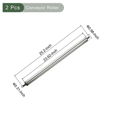 Two Pack Conveyor Roller Replacement 1 Inch Diameter By 24 Inch Length Stainless Steel Heavy Duty Industrial Grade Rollers