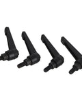 Beefy 4 Piece M8 Clamping Lever Handle Set in Stainless Steel Black Finish Male Thread Adjustable Machine Knobs for Precise Positioning and Quick Tuning in 16mm, 4 black levers