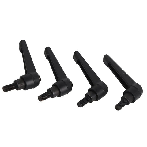 Beefy 4 Piece M8 Clamping Lever Handle Set in Stainless Steel Black Finish Male Thread Adjustable Machine Knobs for Precise Positioning and Quick Tuning in 16mm, 4 black levers