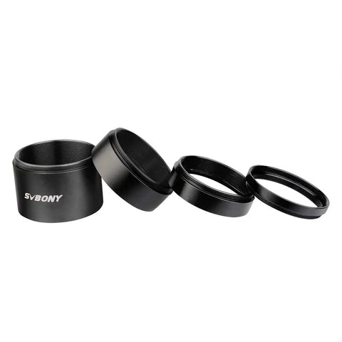 Extension Tube Kit For Cameras And Eyepieces With 5mm 10mm 15mm 30mm Spacers M48x0.75 On Both Sides in aluminum anodized finish