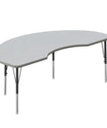 Kidney Shaped Classroom Table, 36x72 Inches, Height Adjustable 19 to 29 Inches, Durable Gray Granite HPL Top With Gray Edge and Black Chrome Base