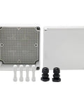 Beefy IP67 Sealed ABS Electrical Enclosure Box 6.89 Inches with mounting plate and two NPT cable glands.