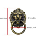 4 Pack Lion Head Cabinet Knobs Pulls Handles With Mounting Screws For Drawers Dressers Wardrobes And Kitchen Cupboards Zinc Alloy Antique Finish Durable Rustic Hardware Set 3.5 Inch Long By 2.2 Inch Wide, dimensions shown in image.