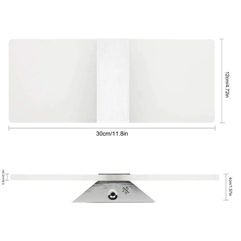 Modern LED Wall Sconce 12W Cool White 6000K Up Down Light for Bedroom Hallway Stairs dimensions and side view