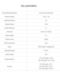Table of key parameters for 2D LIDAR Sensor A1M8-R6 with 360 degree scanning, 12 meter range, and high resolution specifications