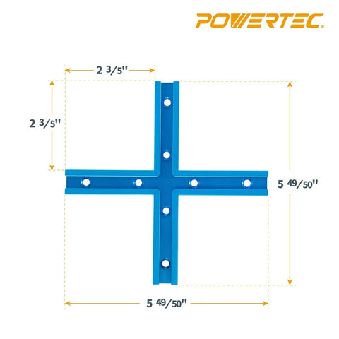 Top view of 2 Sets T Track Intersection Kit With Predrilled Mounting Holes And Wood Screws for woodworking jigs.