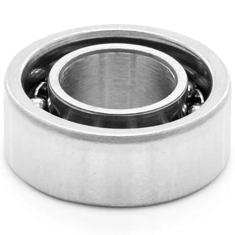 Close-up of 2 Pack Deep Groove Radial Ball Bearings Open Style Seal for Fidget Spinner DIY Projects, 0.25 in ID, shiny metal surface