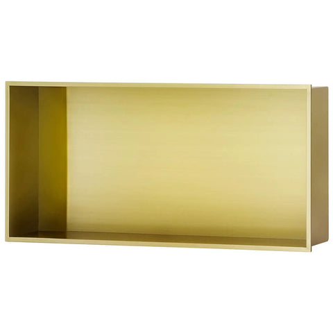 Brushed Gold Shower Niche Stainless Steel Recessed Shelf Waterproof Organizer for Shampoo and Toiletries No Tile Needed Easy Install