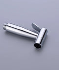 Chrome handheld sprayer of Concealed Wall Mount Hot And Cold Bidet Spray Set with Brass Mixer Valve, side view.