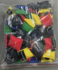 Yzpacc 50-pack colorful disposable CPR masks with key rings and one-way valves in a clear bag