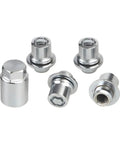 Anti-Theft Wheel Lock Lug Nut Set M12 x 1.5 Chrome Cone Seat 4-Piece with Key displayed on white background