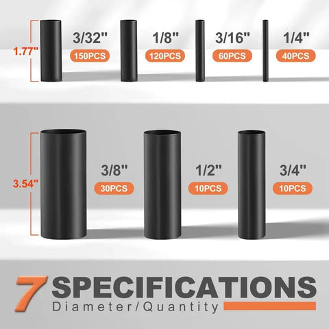 420 Pieces Heat Shrink Tube Kit With Seven Sizes Dual Wall Glue Lined 3 To 1 Ratio Precut 1.77 Inch And 3.54 Inch Lengths Waterproof
