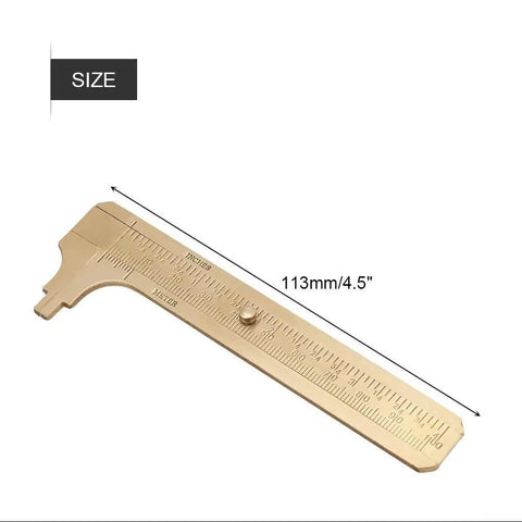 Vernier Caliper Set 80 100mm Sliding Gauge Ruler With Double Inch And Metric Scale for Jewelry Making, brass side view