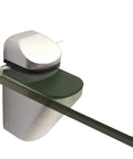 Heavy Duty Cabinet Shelf Clips 4 Pack Zinc Alloy Glass Clamp Brackets with anti-slip grip holding a glass shelf