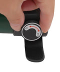 Close-up of AGULIUM 20T hydraulic jack control knob on a black handle, ON/OFF dial with red arrow