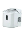 Portable Ice Maker Cranking Out Twenty Six Pounds Daily Produces Nine Bullet Cubes In Six Flat Minutes with clear lid.