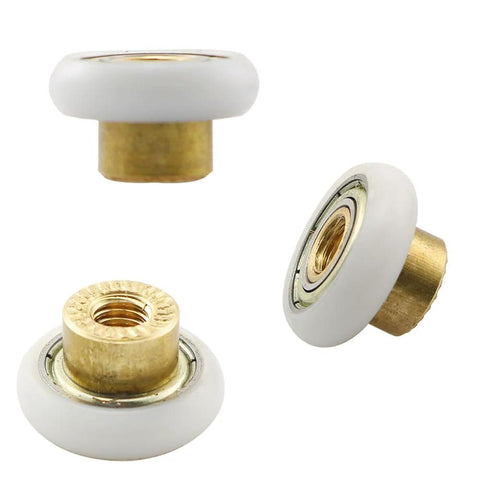 8 Pieces 20mm Glass Sliding Shower Door Rollers Replacement Parts With One Screw Nylon Wheel Copper Core Axle Durable Hanging Wheel