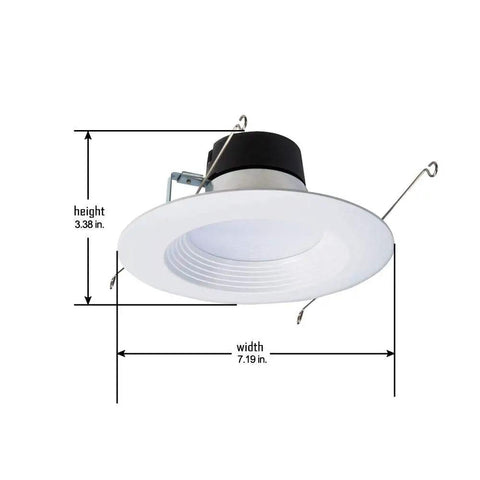 Six Pack LED Recessed Light Retrofit Kit For 5 Inch Or 6 Inch Fixtures, 3000K Warm White, 600 Lumens, dimensions shown