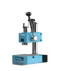 Heavy Hitter Manual Press Machine Rock Solid Spring Arbor Press With Comfort Grip Handle Bench Top hole punch tool in blue.