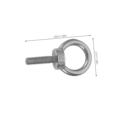 Beefy M6x20 Closed Ring Eye Bolt For Concrete Anchoring And Decorative Projects, Weatherproof And Wear Resistant Stainless Steel Anchor Bolt With Nylon Nut Buffer To Protect Surfaces, Ideal For Precision Instruments, side view