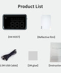 H4 Car HUD Head Up Display Real Time Speed Readout GPS Speedometer Auto Dimming Windshield Projection With Compass Device Kit.