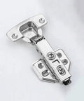 Heavy Duty 304 Stainless Steel Frameless Kitchen Cabinet Hinges Feature A Hydraulic Damper That Opens Dead Quiet And Closes Butter Smooth For Any Real Deal Cupboard Refresh Or Top Shelf Home Improvement Job close-up of hinge hardware with mounting holes.
