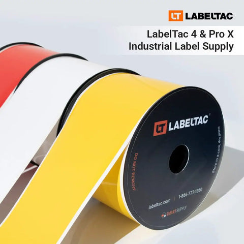 Top Notch White Vinyl Label Rolls For Thermal Transfer Printers, 4 X 150 Ft Adhesive Refill Compatible With Industrial Label Makers, Badass UV And Chemical Resistant Supply with LabelTac label rolls.