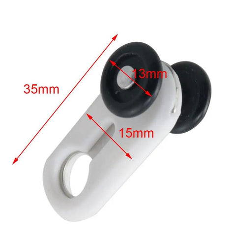 30 Pcs Ceiling Roller Curtain Fittings Slick Silent Dual Wheel Design Smooth Operator Glide For Heavy Lifter Wardrobes And Sliding Door Quiet Operation Wear Resistant High Load Capacity Includes Guide Rail Pulleys And Secure Hooks - close-up of a white roller pulley with dimensions.