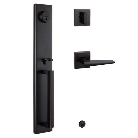 Modern Knob And Mode Handleset For Exterior Front Doors With Deadbolt Keyed Entry Adjustable Hole Position Fits US Standard Doors Satin Nickel Brushed Nickel Finish For A Solid Front Door Upgrade