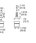 Technical diagram of Roman Tub Extension Kit Half Inch To One Inch For Ceramic Valve Bodies Includes Stem Extension And Sleeve