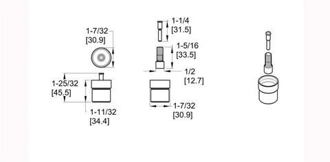 Technical diagram of Roman Tub Extension Kit Half Inch To One Inch For Ceramic Valve Bodies Includes Stem Extension And Sleeve