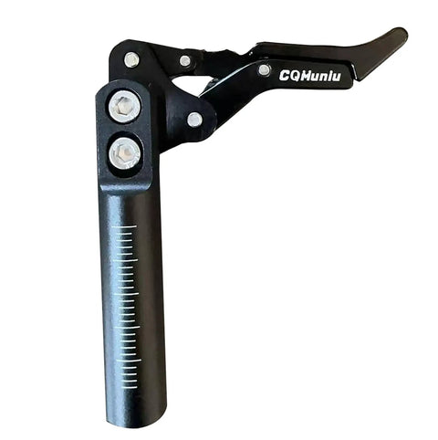 Black Dual Composite Scissor Wheel Lock Set For Wheelchairs showing close-up on lever mechanism and aluminum rod.