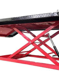 Heavy Duty 1500 Lb Motorcycle Lift With Side Extension, Pedal Hydraulic Pump, Jack Table For Motorcycles And ATVs in red steel