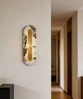 Modern Minimalist Long Marble Wall Sconce Nordic Alabaster Wall Mount Light Fixture Interior Hardwired Bedside Decor Wall Lamp for Living Room Bedroom Background on wall