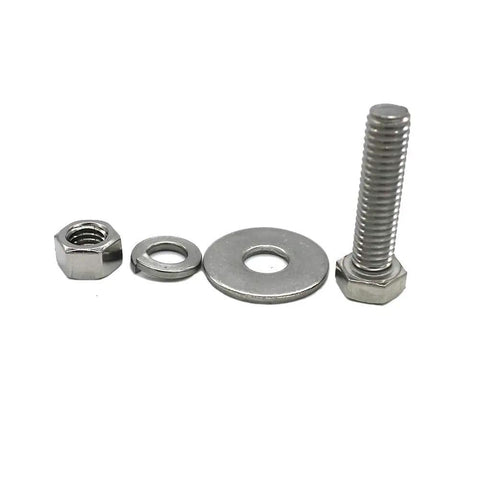 Heavy Duty Stainless Steel Hex Head Screws Bolts Set 1/4-20 X 1-1/2 Fully Threaded With Nuts Flat And Lock Washers 18-8 304 Stainless Includes 10 Sets