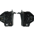 Solid Build Headlight Bracket Retainer Supports For Tesla Model S 2016 Through 2020, pair of black plastic lamp brackets, front view.