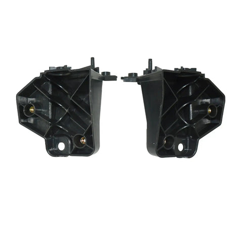 Solid Build Headlight Bracket Retainer Supports For Tesla Model S 2016 Through 2020, pair of black plastic lamp brackets, front view.