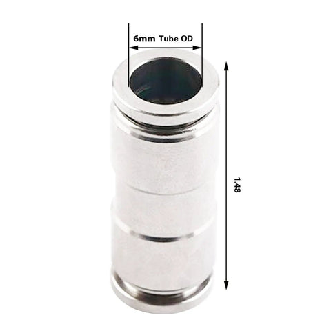 6mm Union Straight Push To Connect Fittings For Air Water And Steam Quick Connect Tube Fittings 6mm By 6mm Pack, stainless steel