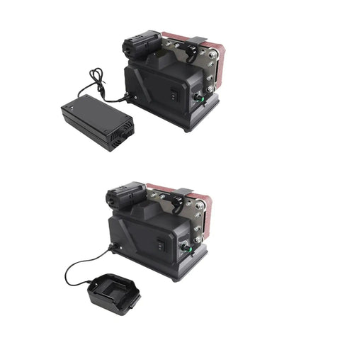 Mini Multifunctional Electric Belt Sander For Jewelry Polishing And Finishing Small Desktop Abrasive Grinder Machine showing from right angle.