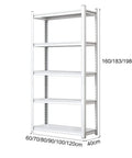 5 Tier Adjustable Metal Bookshelf Heavy Duty Storage Rack With Beefy Shelves For Garage Basement Kitchen And Bedroom, white steel shelf with dimensions.