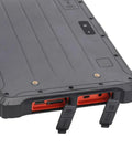 Tough As Nails 10.1 Inch Rugged Tablet Running Android 13 With IP67 Waterproof Shield Plus 4GB Ram And 64GB Storage Featuring Blazing Fast 4G LTE Wherever You Roam showing dual card slots and ports.