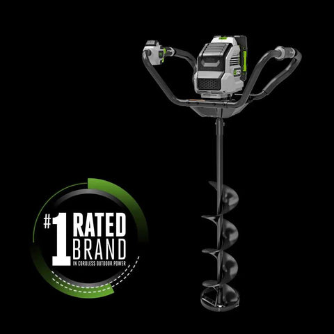Electric Ice Auger For Ice Fishing With An 8-Inch Bit, High Torque Brushless Motor, Beast-Mode Power shown with rating logo