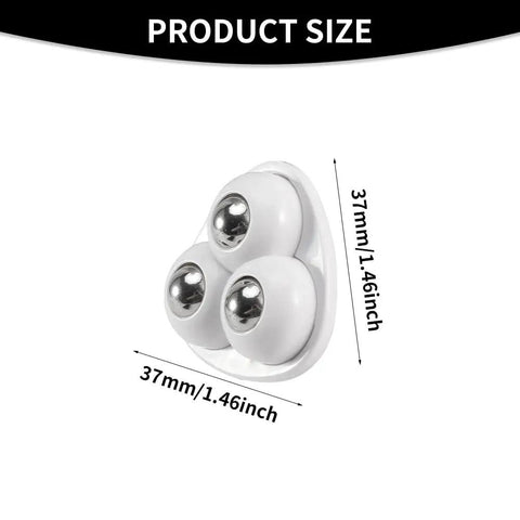 No Sweat Self Adhesive Mini Caster Wheels Pack Of Twelve showing three swivel casters with ball bearings, 37mm size.