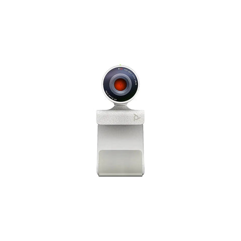 Game Changing 1080p HD Webcam For Laptops With Built In Mic And Privacy Shutter, front view with lens and stand.