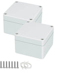 Hella Weatherproof Plastic Project Box With Ip65 Waterproof Grade For Diy Electronics And Pcb Mounting Solid Build Electrical Enclosure In Gray White 2 Pack Bundle with screws and plastic ties.