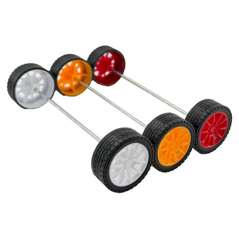 20 Piece Toy Car Wheel Set With 10 Round Shaft Axles For RC Cars, Trucks, Robots, Boats And Helicopters, Rubber Tires