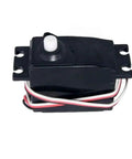 Heavy Duty 1/10 Electronic Servo Motor Dropping Beast Mode Torque With No Sweat Moisture Armor For Rock Solid Scale Model Mods And Dead Simple Rc Part Swaps, black servo with white and red wires.