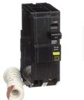 QO250GFIC 50 Amp 120/240V Miniature Circuit Breaker Three Pack shown with visible on/off switch and wiring