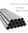 Stainless steel pipes for heavy duty portable hanging closet wardrobe with rock solid steel pipe frame.