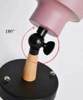 Close-up of adjustable Nordic Style Wall Light Sconce Lamp E27 Copper Edison Look with Macaron Finish Iron and Wood Bedside Reading Light.
